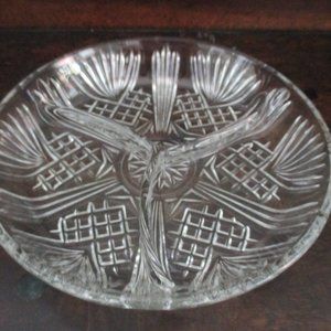 Bormioli Rocco Crystal Appetizer Plate 3part divided cut glass dish Italy in box